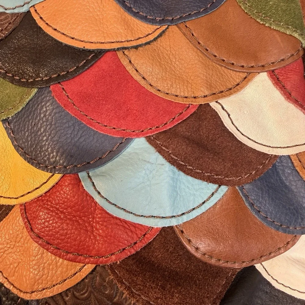 LUCKY BRAND Multicolor Suede Patchwork HOBO Shoulder Bag Purse boho Y2K Style
